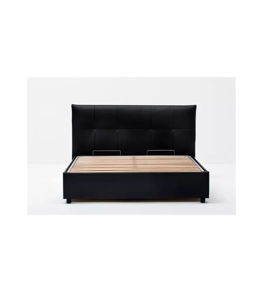 Letto matrimoniale "easy" nero con rete e contenitore, 160x190 cm